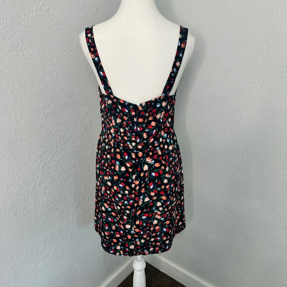 BP Black Floral Tulip Print Square Neck Mini Dress‎ Women's Size M - Picture 4 of 6